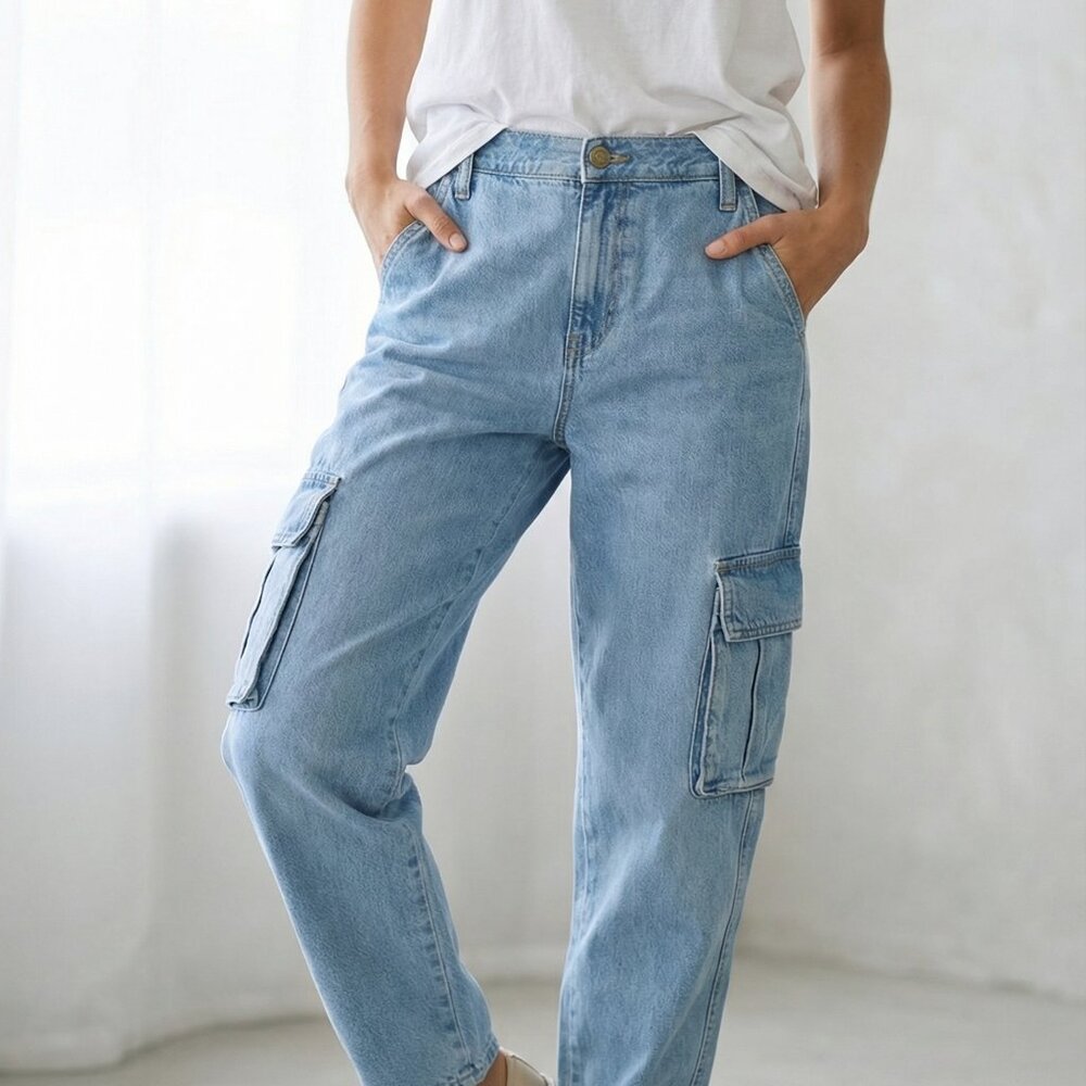 Free People Light Blue Cargo Jeans - Picture 15 of 15